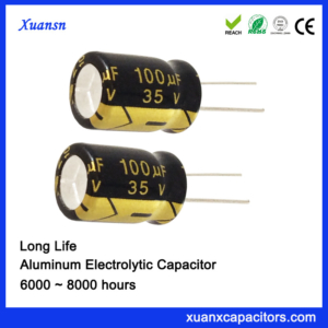 105 Degree Long Life Alminum 100uf 35v Electrolytic Capacitors