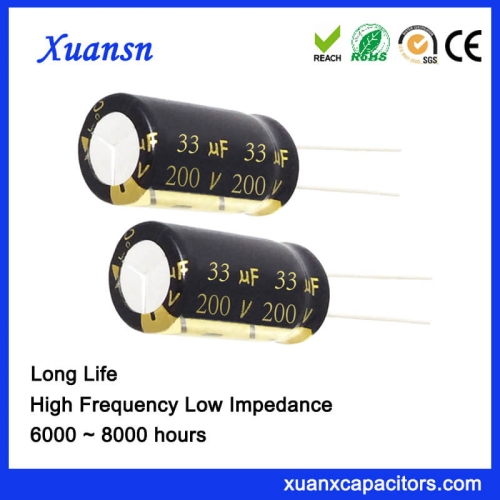 Customized Long Life Capacitor 33UF 200V Aluminum Capacitor